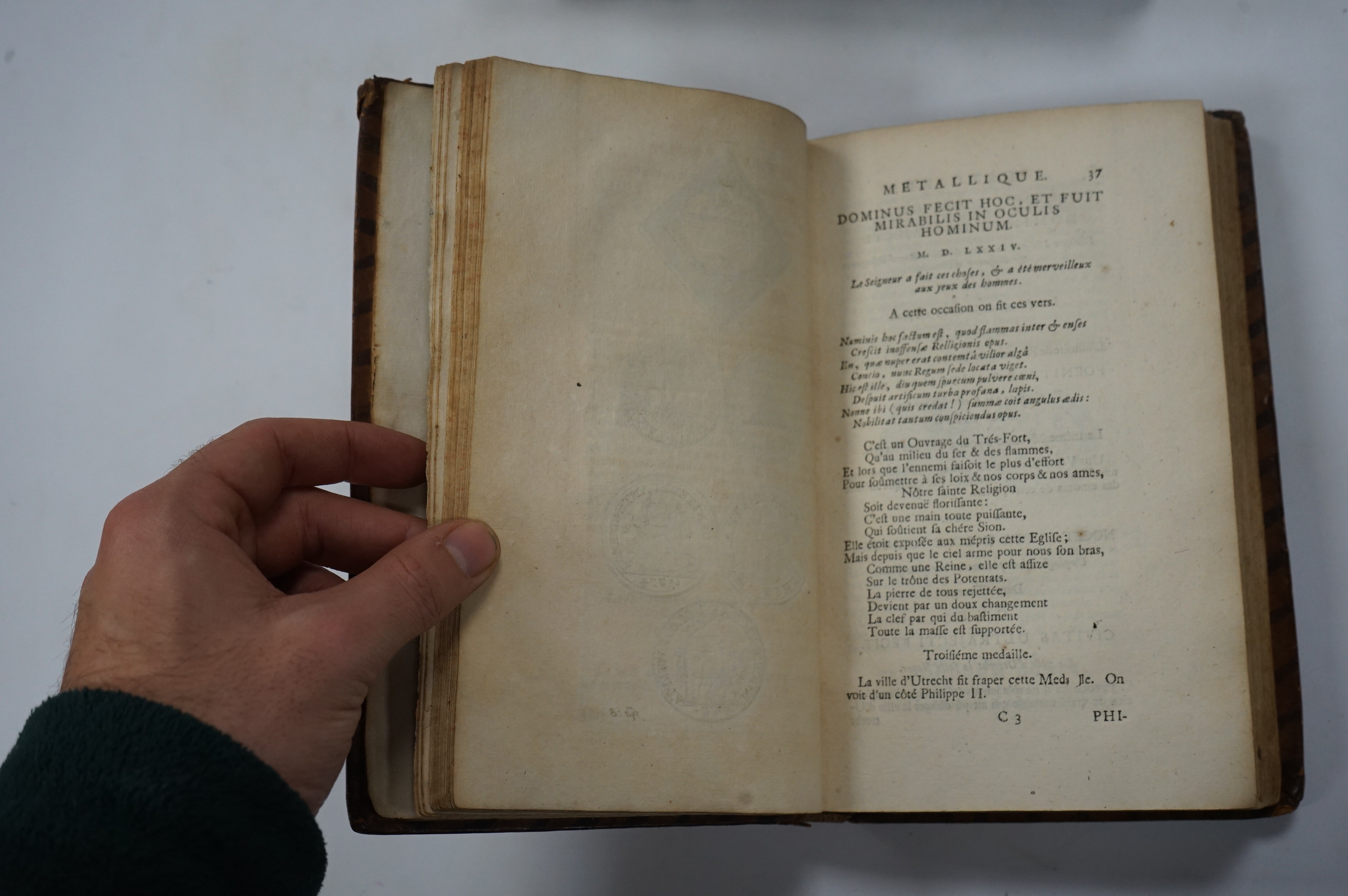 Bizot, Pierre - Histoire Métallique de la Republique de Hollande. Nouvelle Edition augmentee de 140 medailles, 3 vols, Amsterdam: Pierre Mortier, 1688-90, contemporary full calf.